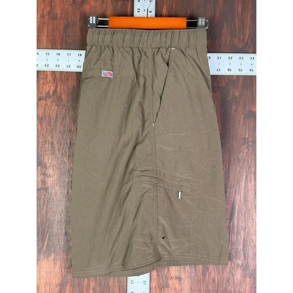 The North Face Mens XXL Brown Nylon Mesh Lined Cargo Hiking Shorts Elastic Waist